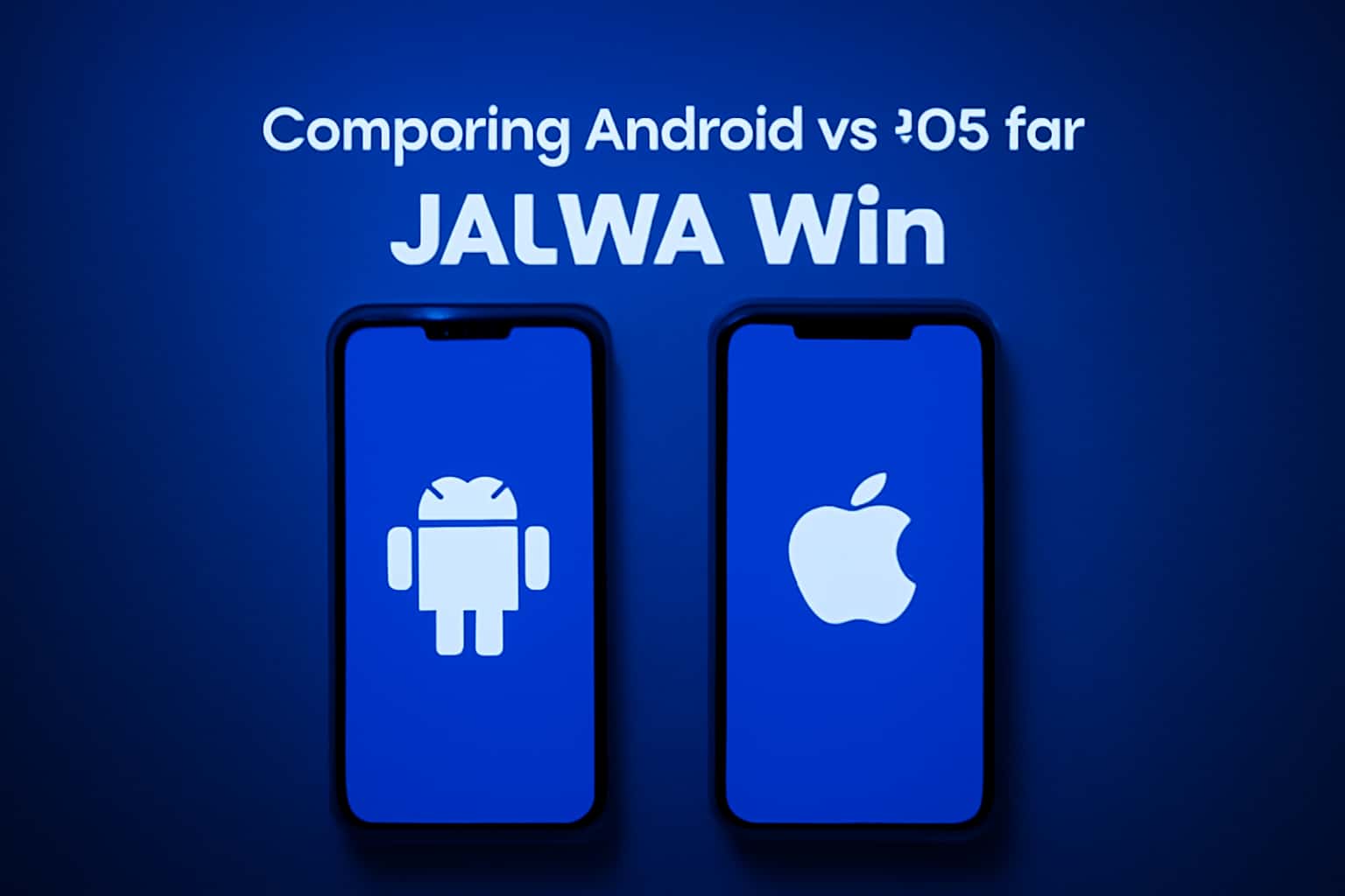 A visually engaging representation of the comparison between Android and iOS platforms for accessing Jalwa Win.
