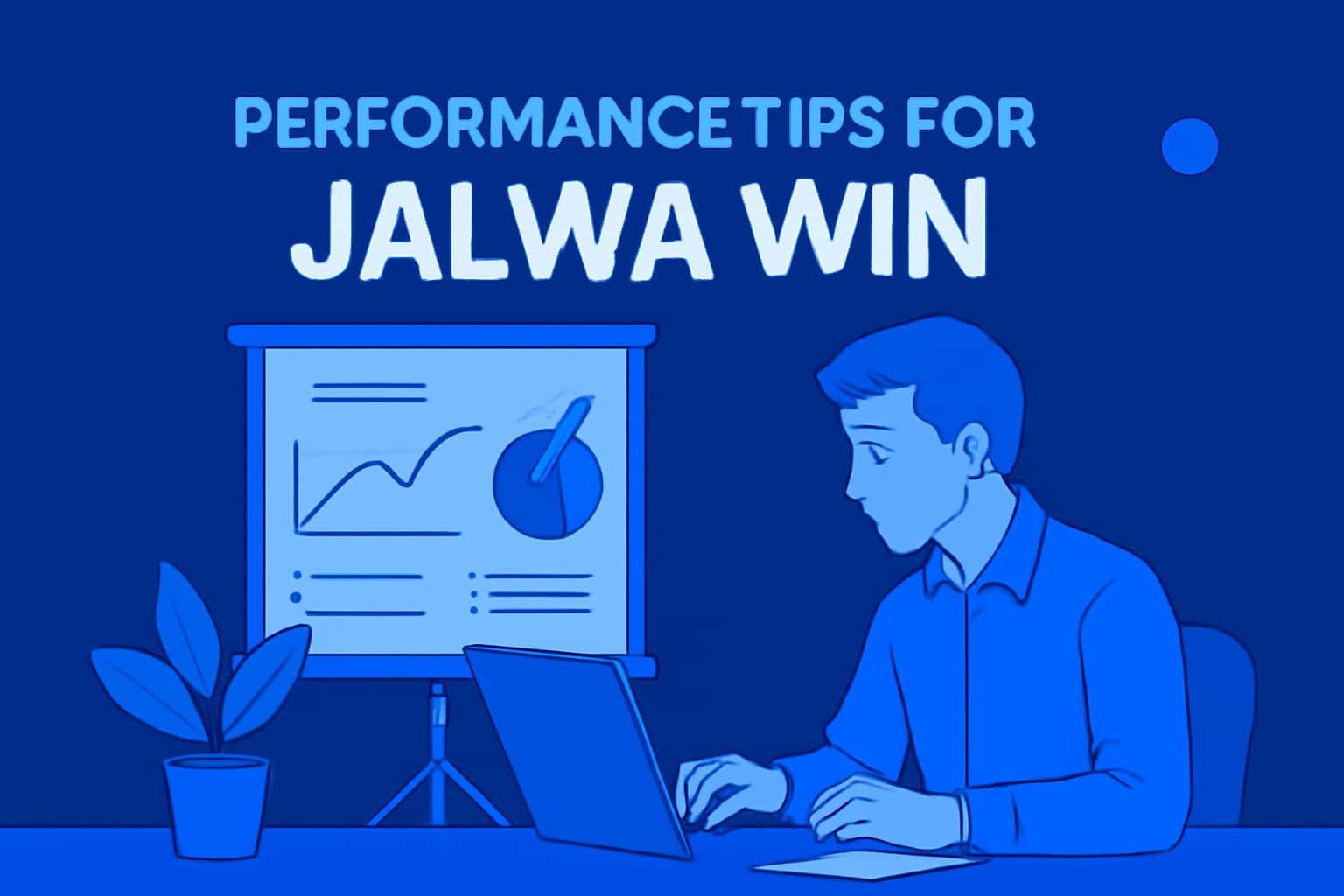 Informational scene representing performance tips for Jalwa Win with prominent text.