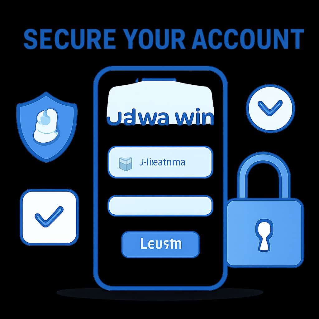 An educational diagram outlining steps for securing a Jalwa Win account.