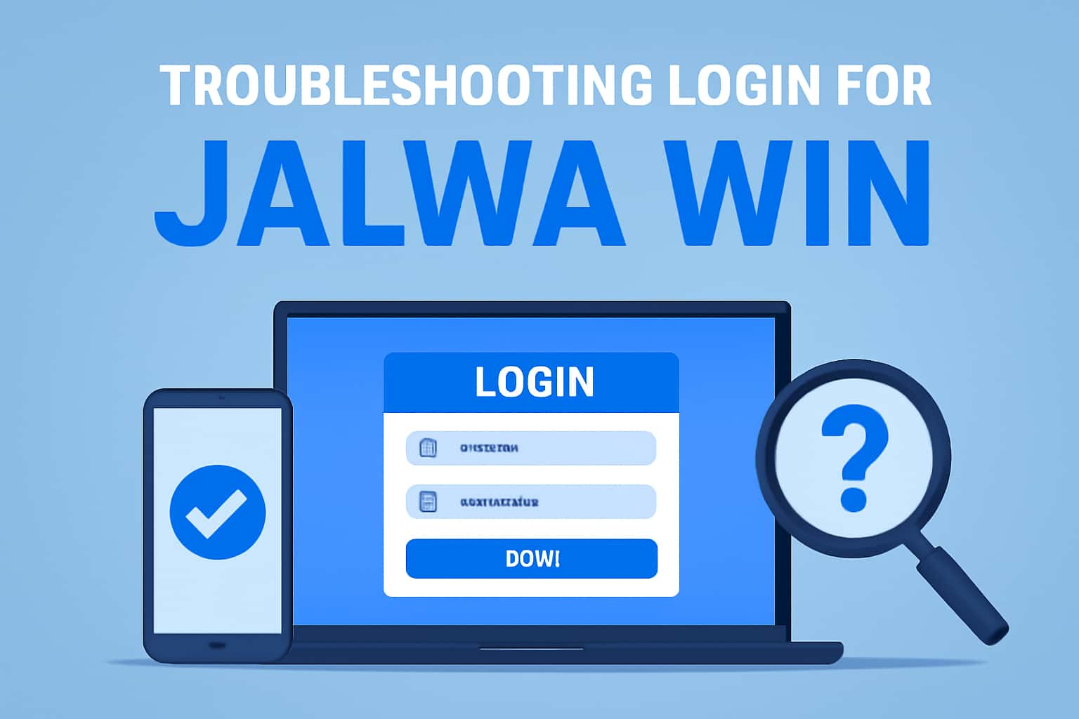 Informational scene on troubleshooting login for Jalwa Win.